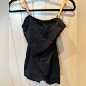 WEISSMAN Small Adult Black Dance Body with Back Gold Spaghetti Straps